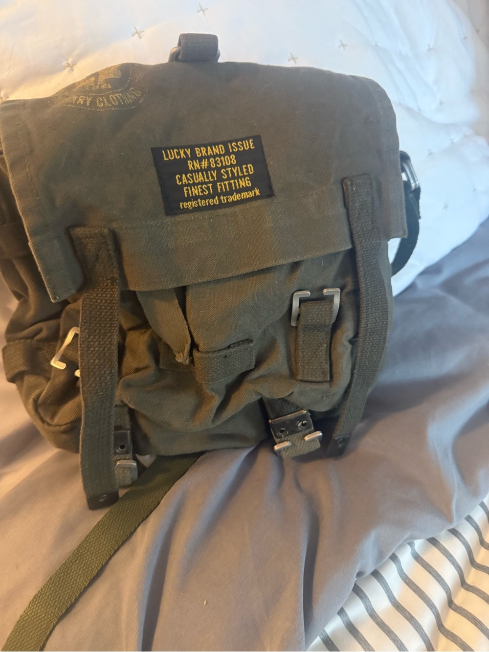 Lucky Brand Olive Green Canvas Messenger Bag